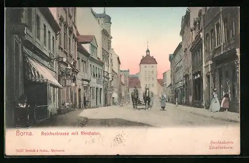 AK Borna, Reichsstrasse mit Reichstor