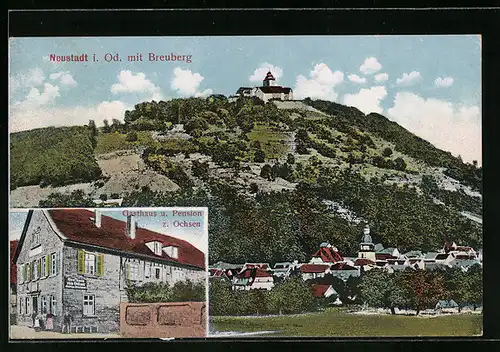 AK Neustadt i. O., Ortsansicht mit Breuberg