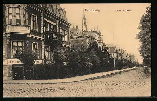 AK Rendsburg, Reventlowstrasse mit Häuseransichten