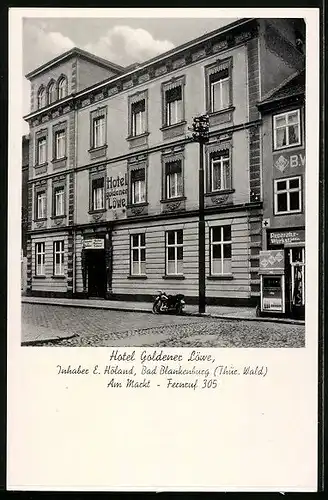 AK Bad Blankenburg, Hotel Goldener Löwe, Am Markt