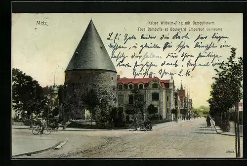 AK Metz, Strassenpartie am Kaiser Wilhelm-Ring mit Camouffelturm