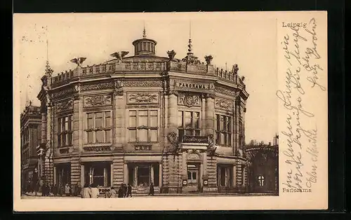 AK Leipzig, Rundbau Panorama mit Eingang zum Garten