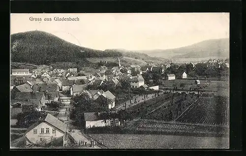 AK Gladenbach, Ortsansicht aus der Vogelschau
