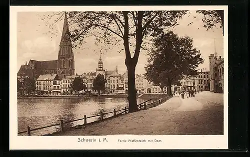 AK Schwerin, Partie Pfaffenteich mit Dom