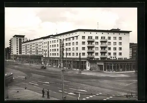 AK Gera, Strasse der Republik mit Geschäften