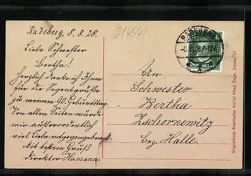 AK Radeberg, Dresdner Strasse mit Neuer Realschule