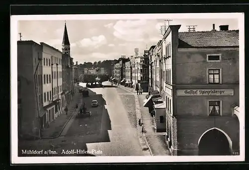 AK Mühldorf a. Inn, Platz mit Gasthof Spiegelsberger