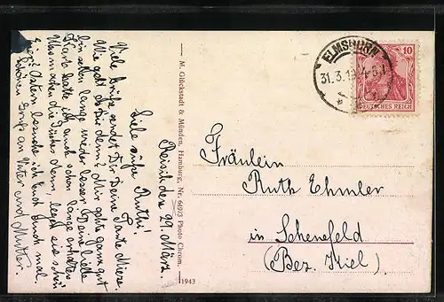 AK Elmshorn, Kaiserstrasse mit Brücke und Kirche