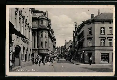AK Zeitz, Wendische Strasse mit Geschäften