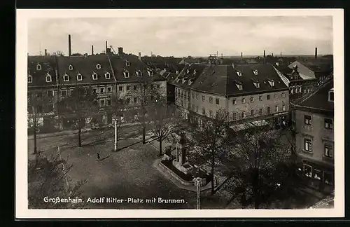 AK Grossenhain, Platz mit Brunnen
