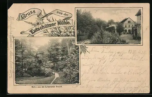 AK Eutschütz, Gasthaus Eutschützer Mühle, Motiv aus dem Eutschützer Grund