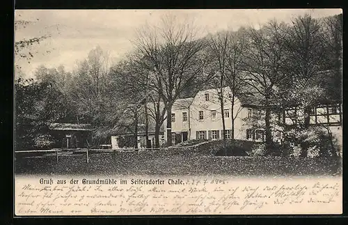 AK Liegau, Ansicht der Grundmühle im Seifersdorfer Tal
