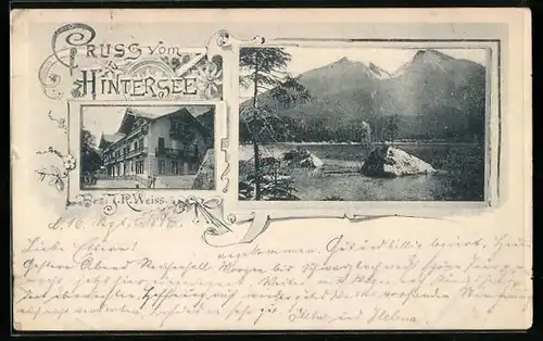 AK Hintersee b. Ramsau, Gasthaus von J. R. Weiss