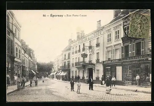 AK Épernay, Rue Porte-Lucas, Strassenpartie