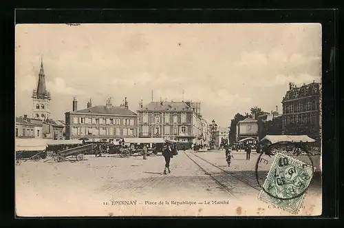 AK Épernay, Place de la République, Le Marché