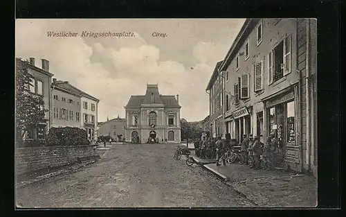 AK Cirey, Westlicher Kriegsschauplatz, Strassenpartie mit Gasthaus Ratskeller