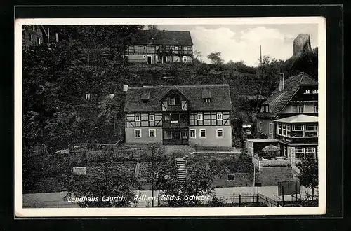AK Rathen i. Sächs. Schweiz, Landhaus Laurich aus der Vogelschau