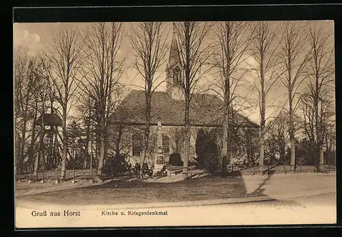 AK Horst, Kirche und Kriegerdenkmal