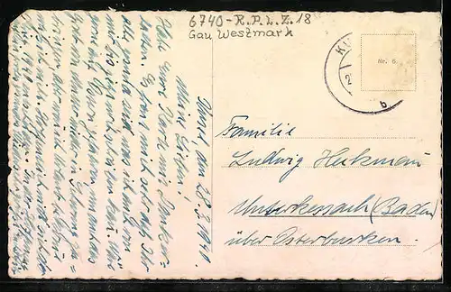 AK Landau, strasse mit neuem Postamt