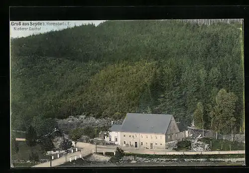 AK Seyde b. Hermsdorf, Niederer Gasthof aus der Vogelschau
