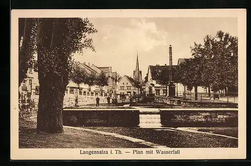 AK Langensalza i. Th., Plan mit Wasserfall