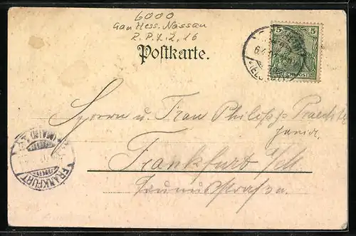 Lithographie Frankfurt a. M., Gasthaus Oberschweinstiege im Frankfurter Wald