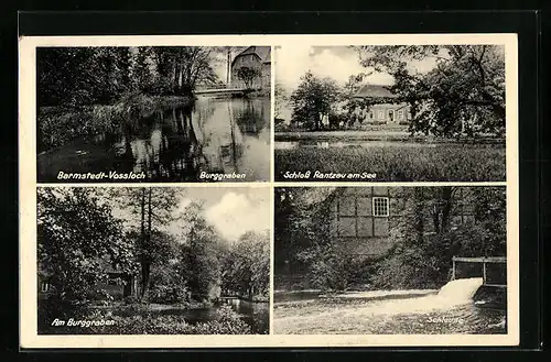 AK Barmstedt-Vossloch, Schloss Rantzau am See, Am Burggraben, Schleuse