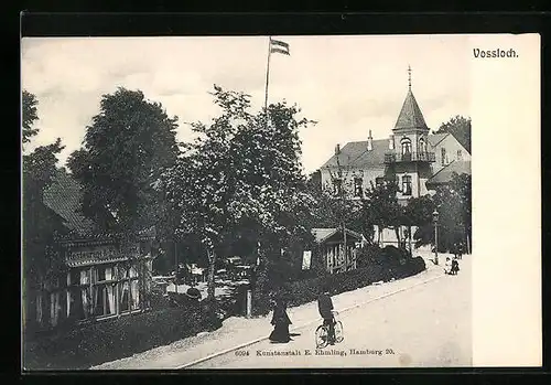 AK Vossloch, Strassenpartie mit Restaurant