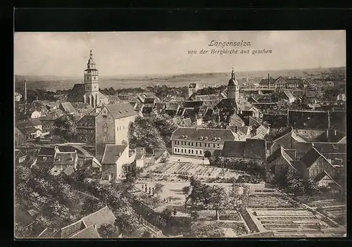 AK Langensalza, Teilansicht von der Bergkirche aus gesehen