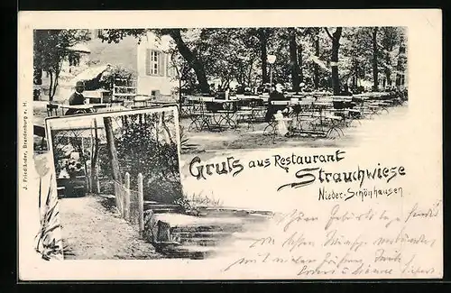 AK Berlin-Niederschönhausen, Restaurant Strauchwiese, Uferpartie