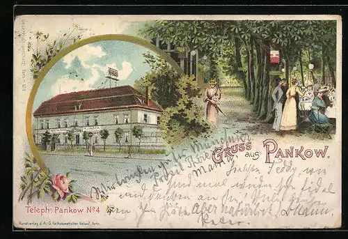 Lithographie Berlin-Pankow, Restaurant R. Linder, Garten