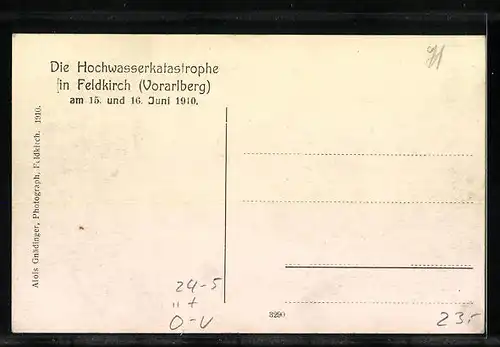 AK Feldkirch, Hochwasserkatastrophe 1910 - Der Kirchenplatz unter Wasser