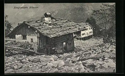 AK Vandans i. Montafon, Eingemurte Häuser, Hochwasser