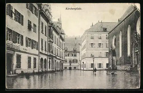 AK Feldkirch, Kirchenplatz im Hochwasser 1910