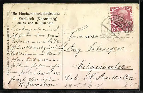 AK Feldkirch, Kirchenplatz im Hochwasser 1910