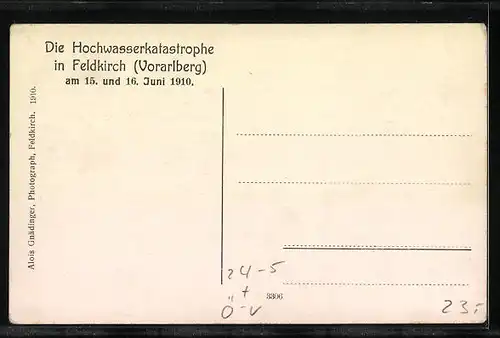 AK Feldkirch, Stella matutina, Neubau, Hochwasser 1910