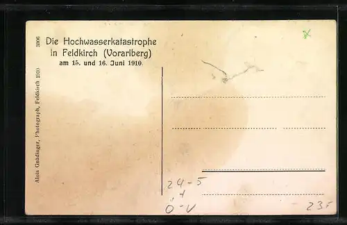 AK Feldkirch, Stella matutina, Neubau, Hochwasser 1910