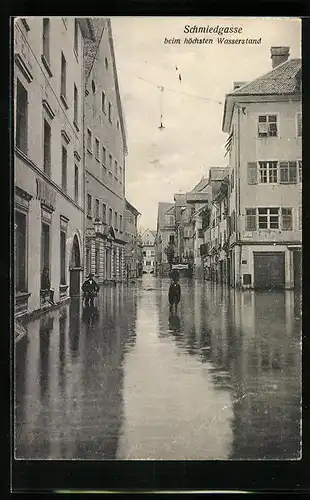 AK Feldkirch, Hochwasserkatastrophe in der Schmiedgasse, 1910