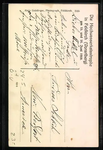 AK Feldkirch, Hochwasserkatastrophe in der Herrengasse, 1910