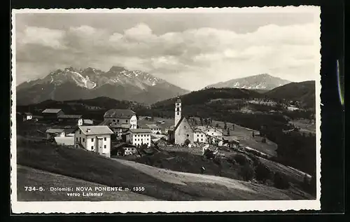 AK Deutschnofen bei Bozen, Gesamtansicht gegen Latemar