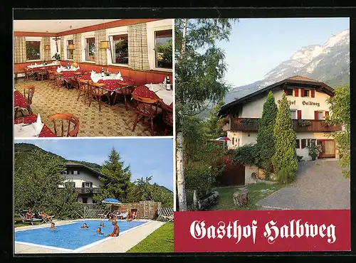 AK Kurtatsch a. d. Weinstrasse, Gasthof Halbweg mit Swimming Pool