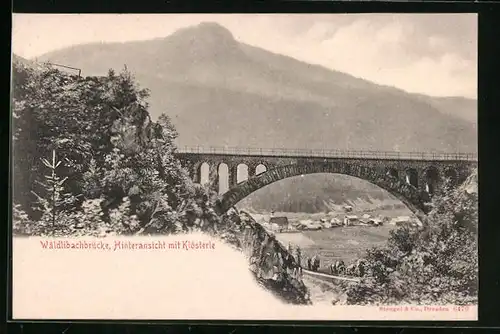 AK Klösterle, Ortsansicht mit Wäldlibachbrücke