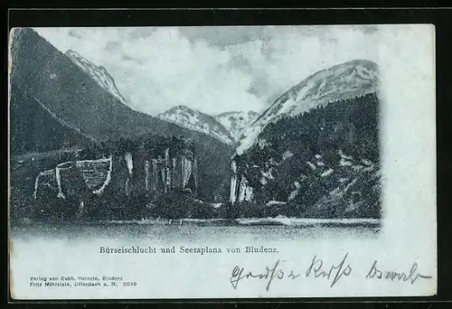 AK Bürs, Bürseischlucht und Seesaplana von Bludenz