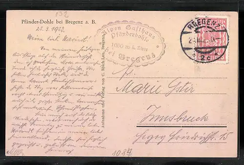 AK Bregenz, Alpen Gasthaus Pfänder-Dohle mit weidenden Rindern