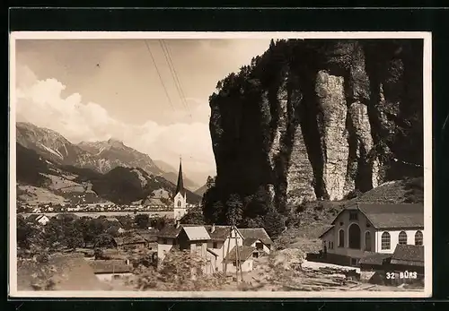AK Bürs, Ortsansicht mit Kirche