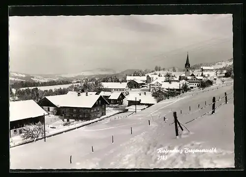 AK Riefensberg /Bregenzwerwald, Teilansicht mit Kirche im Schnee