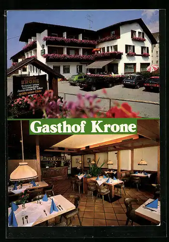 Klapp-AK Übersaxen, Gasthof Krone, Innenansicht