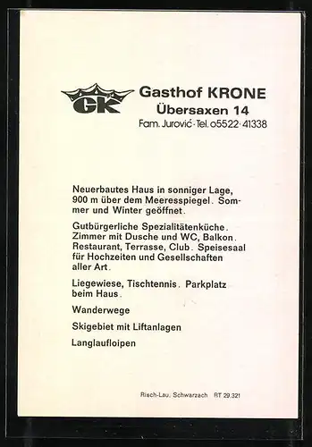 Klapp-AK Übersaxen, Gasthof Krone, Innenansicht