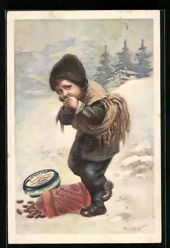 Künstler-AK Reklame für Kaisers Brust-Caramellen