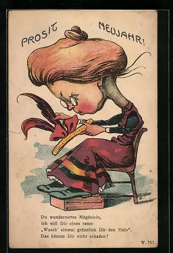 AK Ratschlag an eine Frau sich den Hals zu waschen, früher Druck